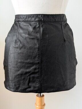 Elegant Moments Leather L6118 Spanking mini skirt genuine leather open back XS-M